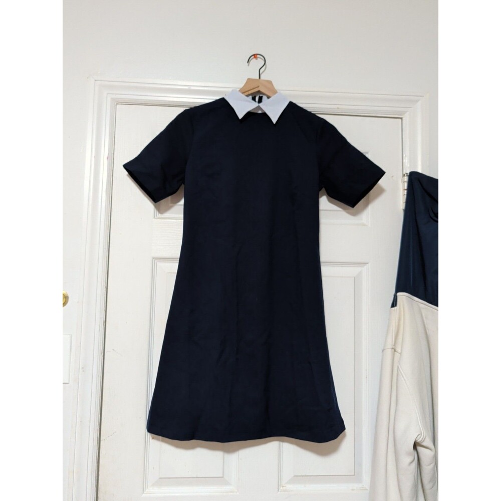 Frenchie New York Navy Collared Dress, Short Sleeved, Size S Cotton